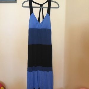 💙🖤 Blue and Black Stripped Maxi Dress